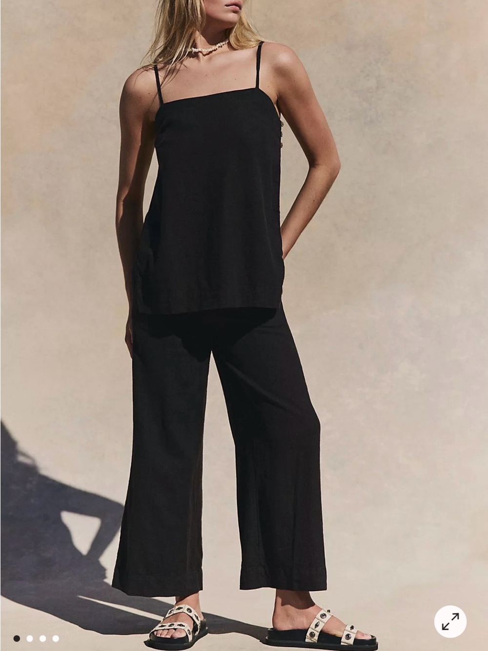 Free People Sightseer Linen Set - Black Size Small
